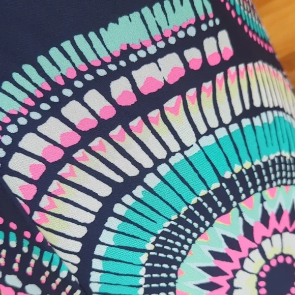 Old Navy T-Strap Chiffon Geometric Boho Maxi Dress S Blue Pink - Picture 11 of 16